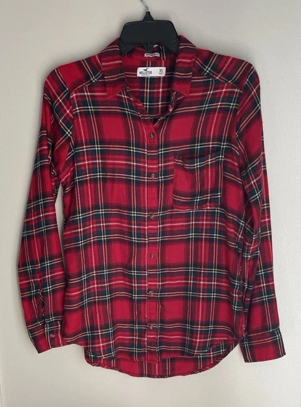 Hollister Tartan Plaid Button Front Shirt Women's XS Same Day Shipping